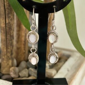 925 Silver Dangle Earrings whit moonstone, opal, white stone